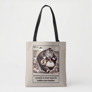 Mischievous Meows: De geslepen kat politicus Tote Bag