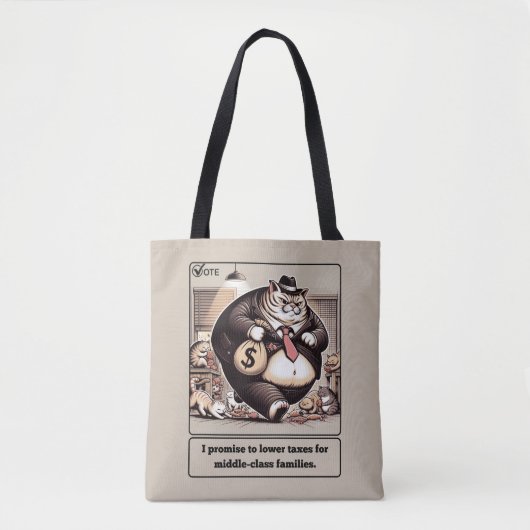 Mischievous Meows: De geslepen kat politicus Tote Bag (Voorkant)