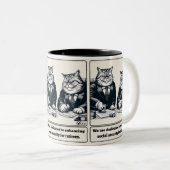 Mischievous Meows: De geslepen kat politicus Tweekleurige Koffiemok (Voorkant rechts)