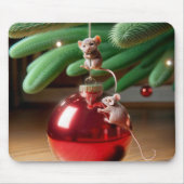 Mischievous muizen op een kerst ornament muismat (Voorkant)