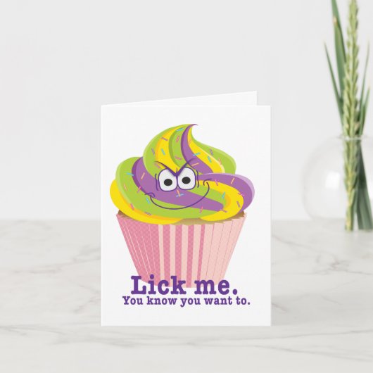 Mischievous Sly Innuendo Cupcake Lick Birthday Kaart (Voorkant)