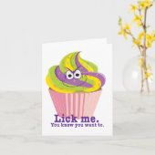 Mischievous Sly Innuendo Cupcake Lick Birthday Kaart (Gele Bloem)