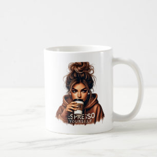 Mischievous Smirk - Stijlvol meisje nippen koffie Koffiemok