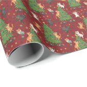 Mischievous Tree-Climbing Cats Funny Christmas Cadeaupapier (Rol Hoek)