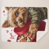 Mischievous Valentine Yorkie Love Sherpa Blanket  Deken (Voorkant (horizontaal))