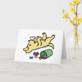 Mischievous Yellow Labrador Side Eye Kaart (Gele Bloem)