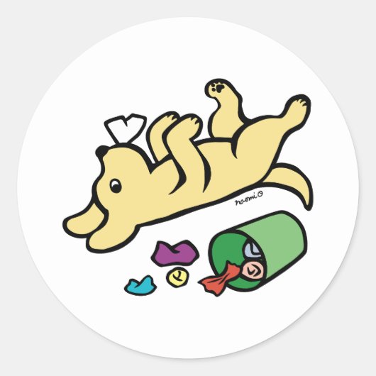 Mischievous Yellow Labrador Side Eye Ronde Sticker (Voorkant)