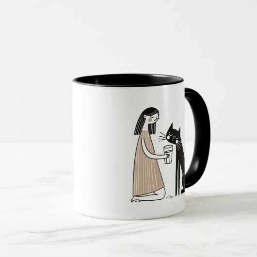 Mischievous Zwarte Kat Drink uit Human's Glass Mok (Voorkant rechts)