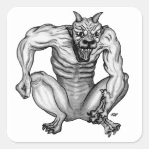 Mischwesen - Troll Teufel und Golem Vierkante Sticker