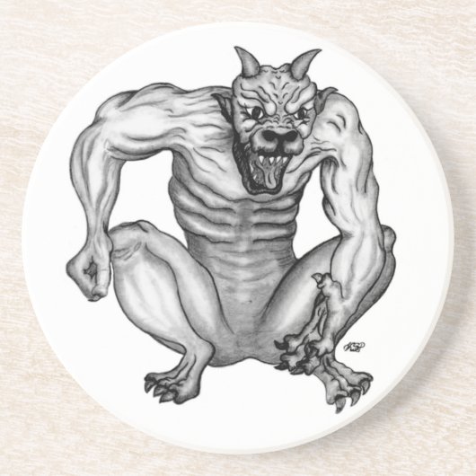 Mischwesen - Troll Teufel und Golem Zandsteen Onderzetter (Voorkant)