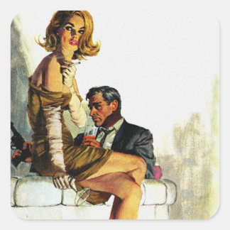 Misdaad Partners  Pulp Magazine Hoesje Kunst Vierkante Sticker