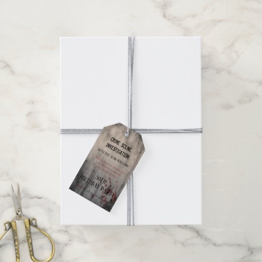 Misdaadonderzoek 50ste verpartij cadeaulabel (Met Touw)