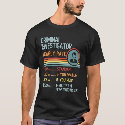 Misdaadonderzoeker Uurloon T-Shirt Retro Baan (Voorkant)