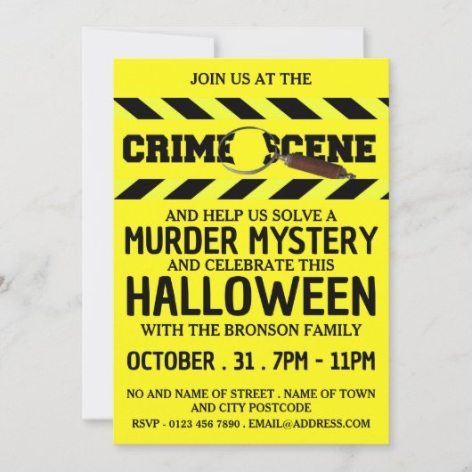 Misdaadplaats, moordmysterie Halloween-feest Kaart (Voorkant)