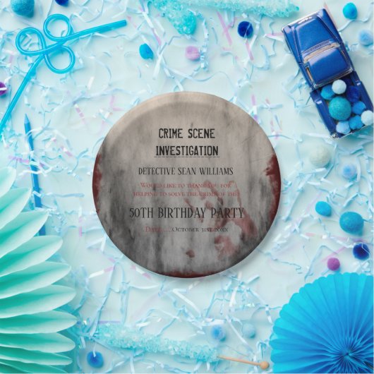 Misdaadplek onderzoek 50e verjaardag papieren bordje (Feest)