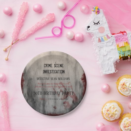 Misdaadplek onderzoek 50e verjaardag papieren bordje (Feest)