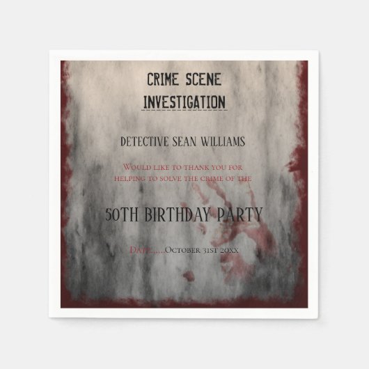 Misdaadplek onderzoek 50e verjaardag servet (Voorkant)