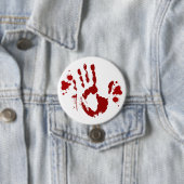 Misdaadscène Bloedige Handafdruk Bloedspatten Horr Ronde Button 7,6 Cm (In situ)