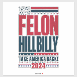 Misdadiger Hillbilly 2024 Trump Vance 2024 Verkiez Sticker