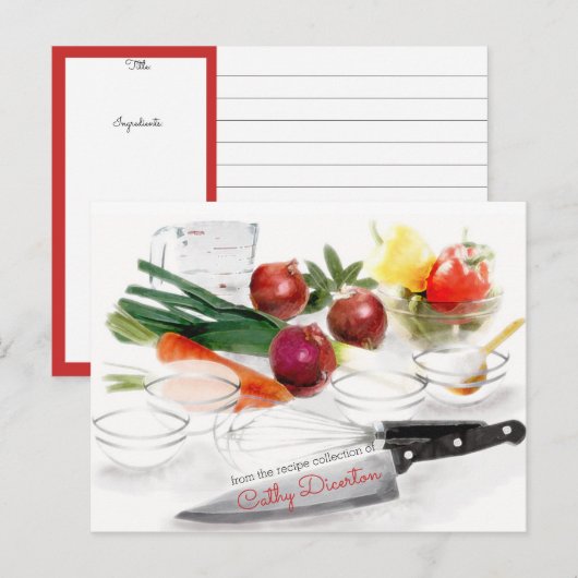 Mise en Place Food Keuken Koken Recept Kaart (Voorkant / Achterkant)