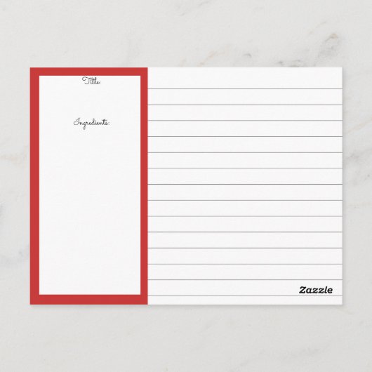 Mise en Place Food Keuken Koken Recept Kaart (Achterkant)