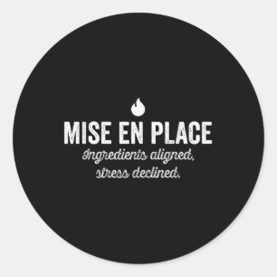 Mise en place ingrediënten uitgelijnd stress afgen ronde sticker