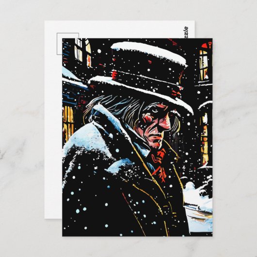 Miser Mister Ebenezer Scrooge Victoriaans Kerstmis Briefkaart (Voorkant / Achterkant)