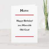 Miserable Goat Verse Happy Birthday Kaart (Voorkant)