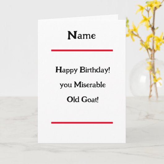 Miserable Goat Verse Happy Birthday Kaart (Gele Bloem)