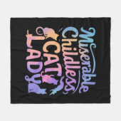 Miserable kinderloze kat dame fleece deken (Voorkant (Horizontaal))