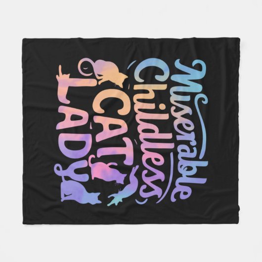 Miserable kinderloze kat dame fleece deken (Voorkant (Horizontaal))