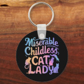 Miserable kinderloze kat dame sleutelhanger (Voorkant)