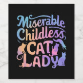 Miserable kinderloze kat dame wijn etiket (Enkel label)