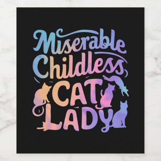 Miserable kinderloze kat dame wijn etiket (Enkel label)
