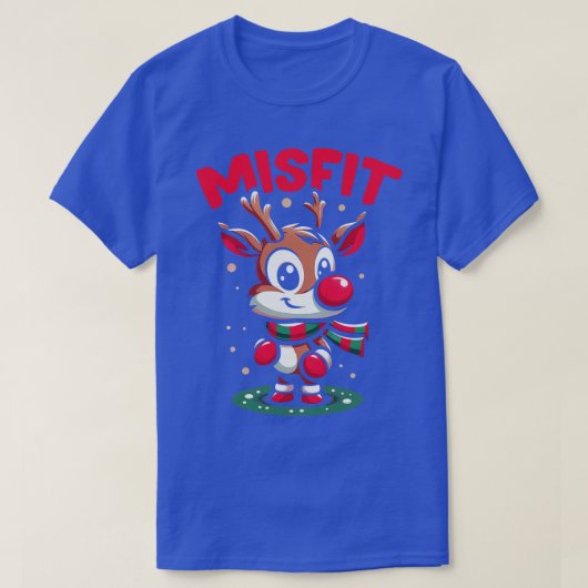Misfit rendier Rudolph de rode neus T-shirt (Design voorkant)