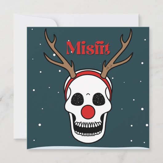 Misfit rode neus rendier schedel Kerstmis Feestdagenkaart (Voorkant)