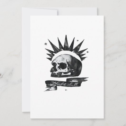 Misfit Skull Creative Character AFlat Holiday Card Feestdagenkaart (Voorkant)
