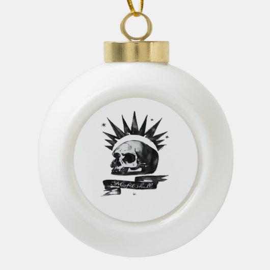 Misfit Skull Creative Character Art Style  Keramische Bal Ornament (Voorkant)