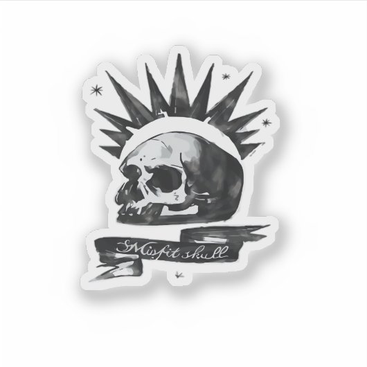 Misfit Skull Creative Character Art Style  Sticker (Voorkant)