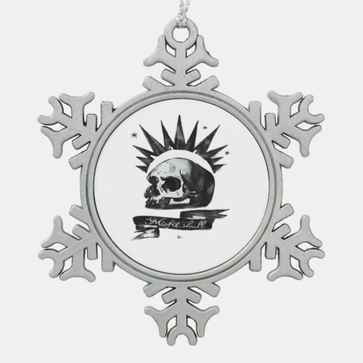 Misfit Skull Creative Character Art Style  Tin Sneeuwvlok Ornament (Voorkant)