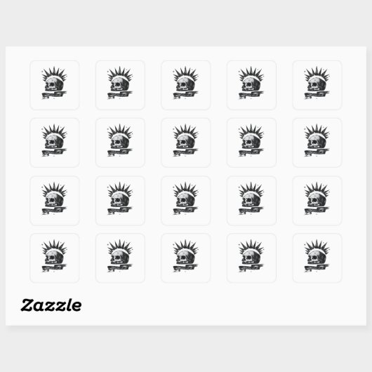 Misfit Skull Creative Character Art Style Vierkante Sticker (Vel)