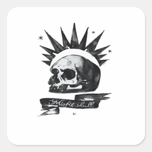 Misfit Skull Creative Character Art Style  Vierkante Sticker (Voorkant)