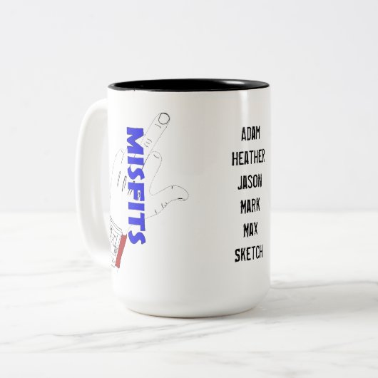 Misfits Mok, 11oz/15oz Tweekleurige Koffiemok (Voorkant links)