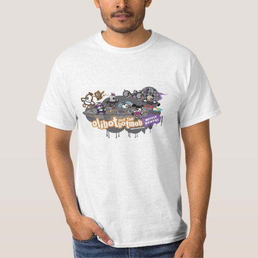 Misgeschikte kracht! De botmob en het ruimteschip. T-shirt (Voorkant)