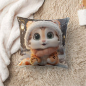 Misha - Een pluizige sneeuwluipaard Kussen (Deken)