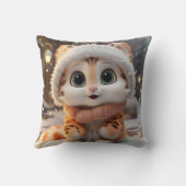 Misha - Een pluizige sneeuwluipaard Kussen (Achterkant)