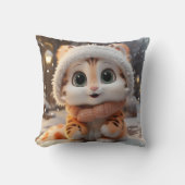 Misha - Een pluizige sneeuwluipaard Kussen (Voorkant)