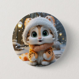 Misha - Een pluizige sneeuwluipaard Ronde Button 5,7 Cm