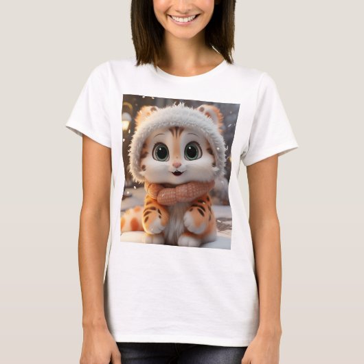 Misha - Een pluizige sneeuwluipaard T-shirt (Voorkant)