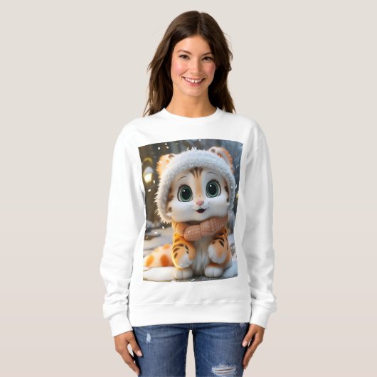 Misha - Een pluizige sneeuwluipaard Trui (Voorkant volledig)